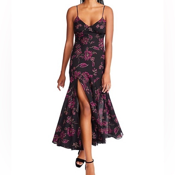 Betsey Johnson Pink and Black Asymmetrical Maxi Dress - Picture 1 of 6